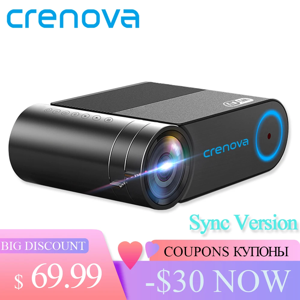 Светодиодный проектор CRENOVA HD 720P для 1080P Беспроводной Wi Fi синхронизированный
