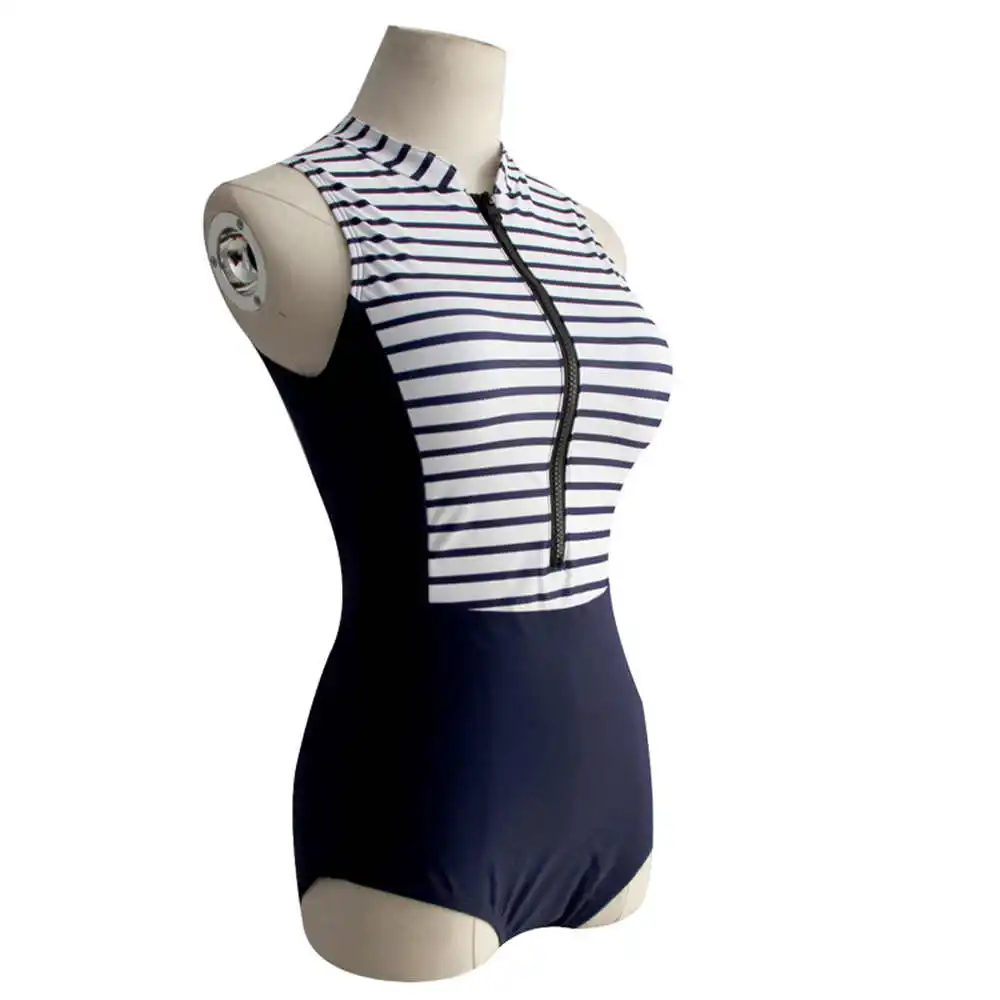Женский слитный купальник без рукавов с принтом в полоску | Спорт и развлечения