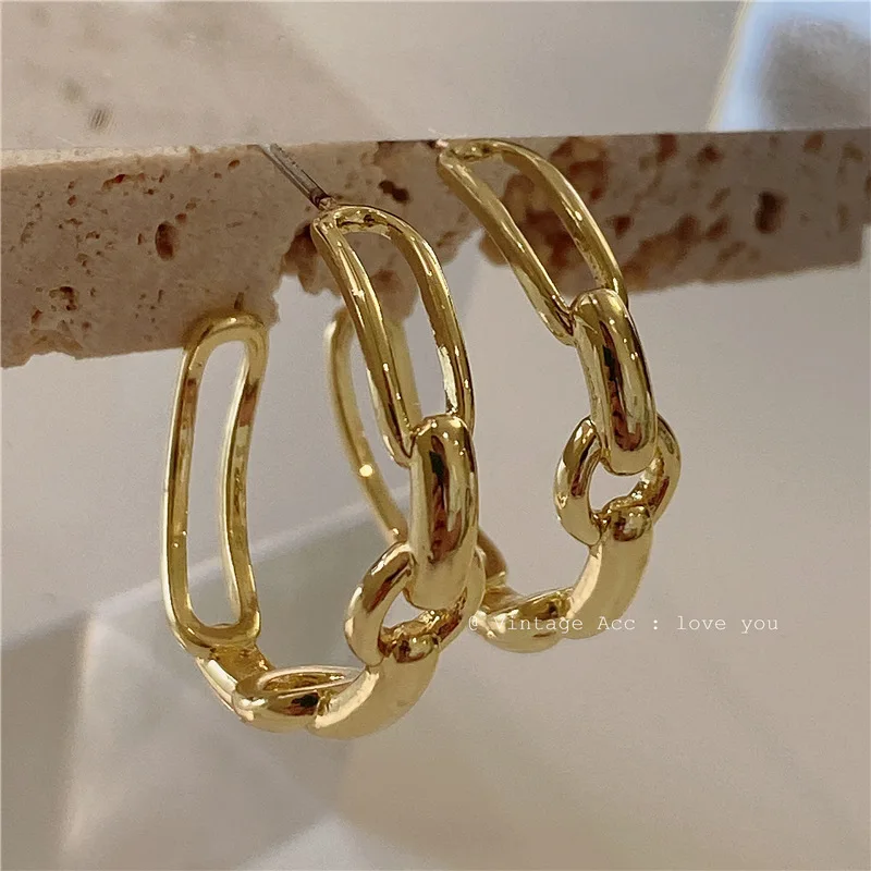 Южнокорейские Ретро Геометрические серьги цепочки темпераментные