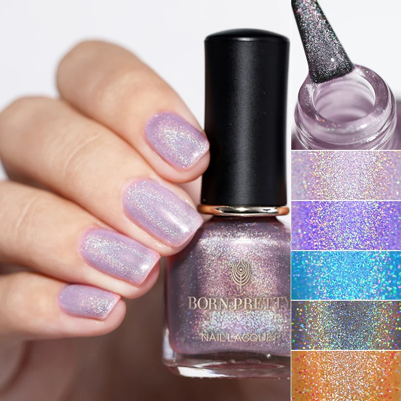 BORN PRETTY 6 мл Лак для ногтей лак лазерные лаки Розовый Фиолетовый Сияющий Nagellack|Лак