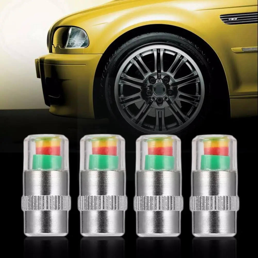 

4pcs/set Car Auto Tire Pressure Monitor Stem Gauge Device Indicator Caps Useful Tyre New Warning Alert Air Sensor Cov D7s8