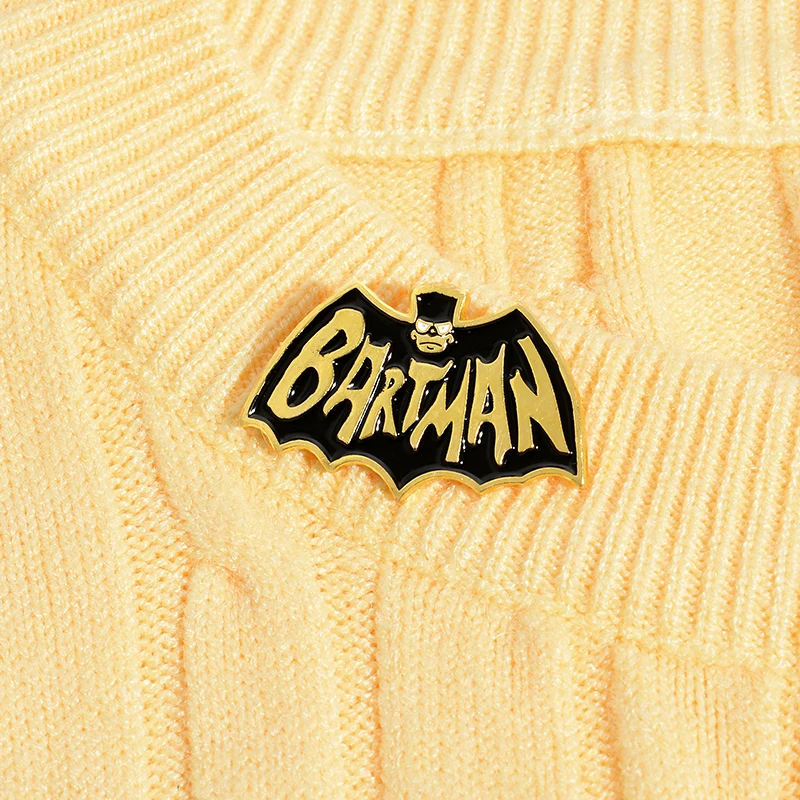 Эмалированная булавка Bartman Черное золото значок летучей мыши готический герой