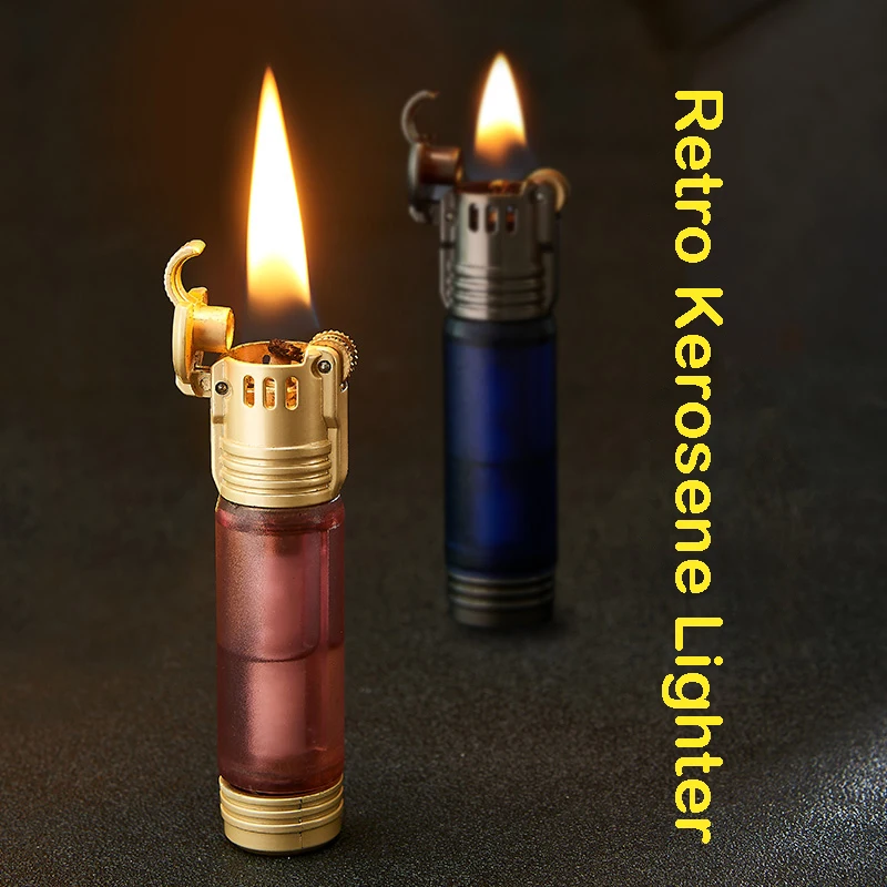 Керосиновая зажигалка цилиндрическая прозрачная масляная персонализированная