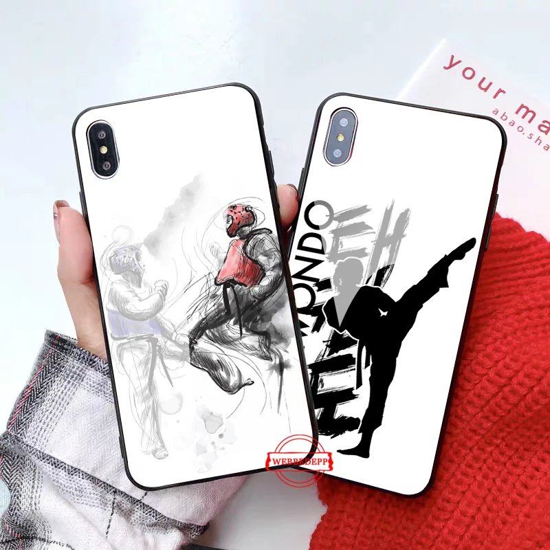Спортивный красивый стеклянный чехол для телефона в виде тхэквондо Apple iPhone 11 Pro X XS