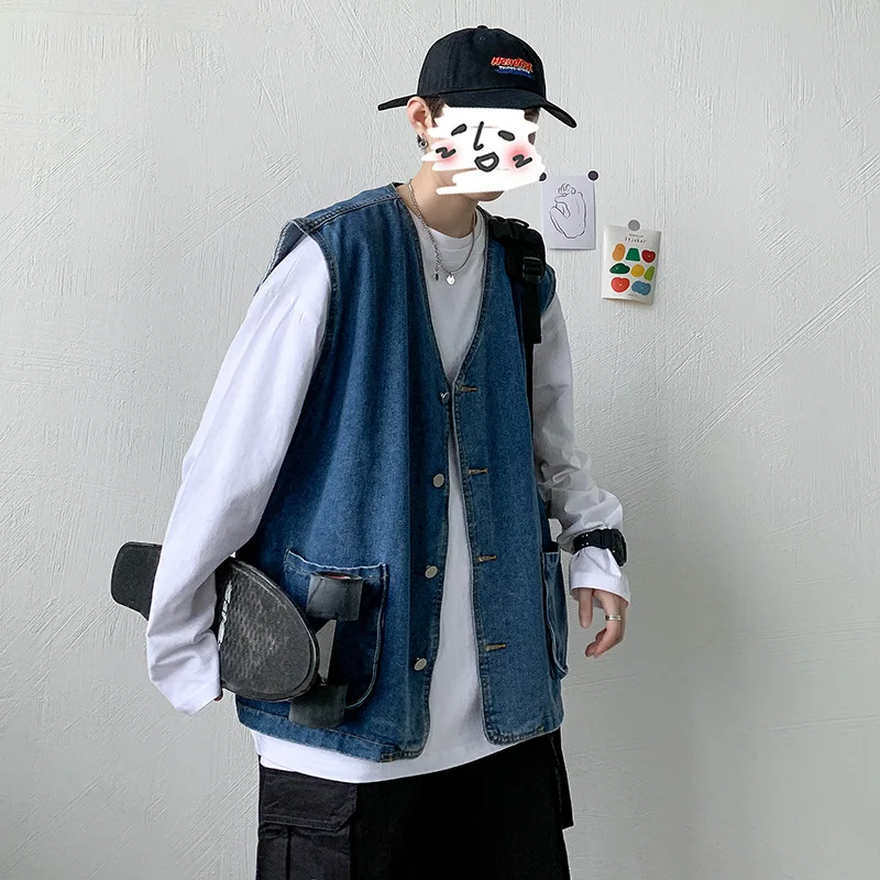 Весна и осень ретро джинсовый жилет мужской корейский стиль - Цена: 1596.59