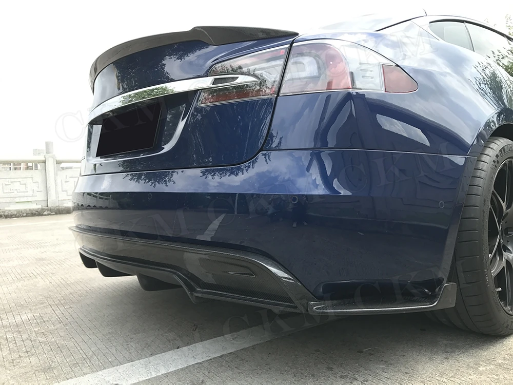 Углеродного волокна задний бампер диффузор спойлер для Tesla модель S 70D P85D 90D P100D