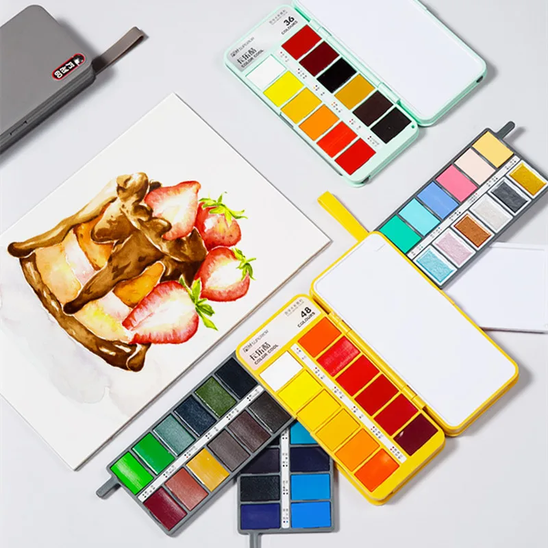 Folding fan-shaped solid watercolor paint portable concentrated art painting set also can be used for nail dyeing materials | Дом и сад
