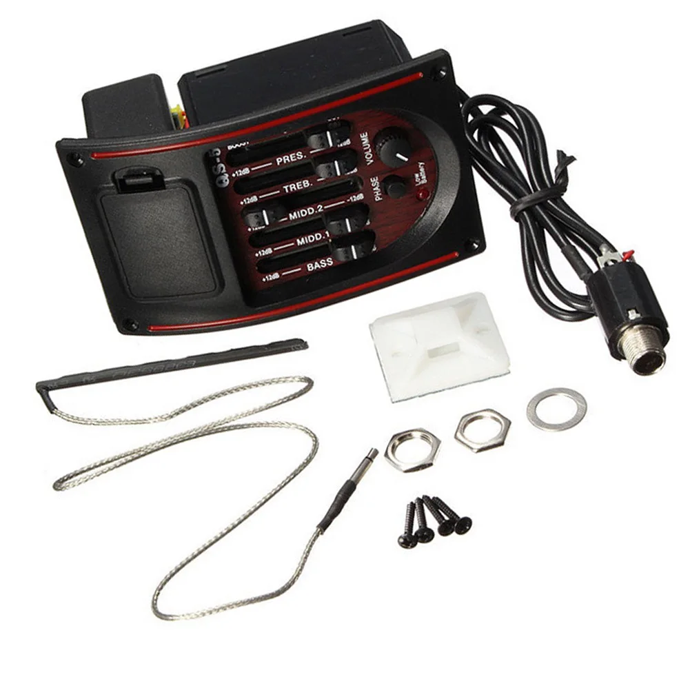 Multifunctional Guitar Pickup Sound Tone Equalizer Accurate Amplifier Tools Instrument Easy Install Portable Preamp 5 Band Tuner | Спорт и