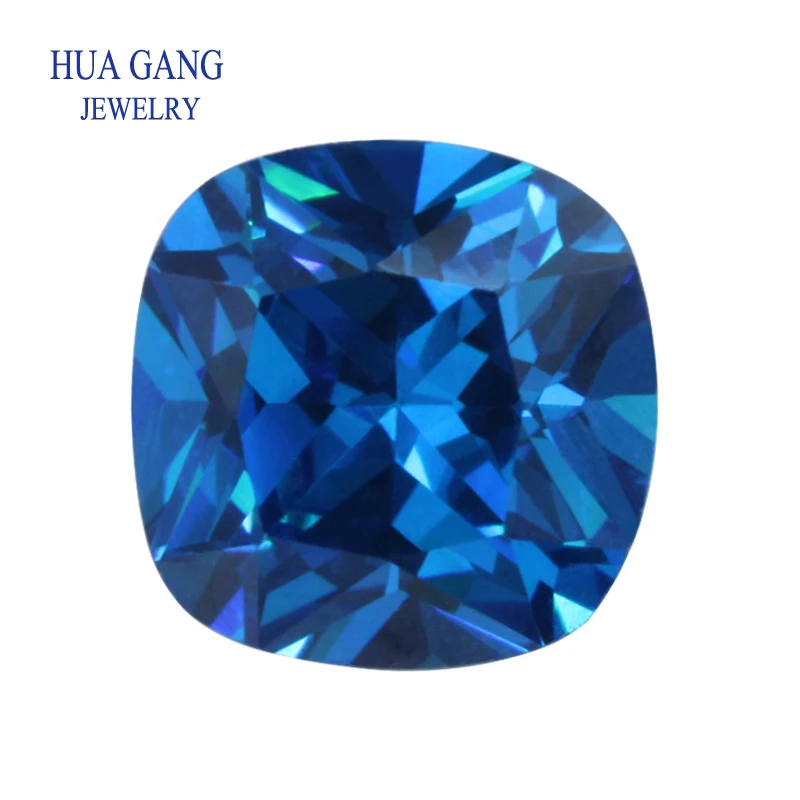

3x3~12x12mm Blue Topaz Color Cushion Cut Shape Loose CZ Stone Beads Brilliant Cut 5A Synthetic Gems Cubic Zirconia For Jewelry