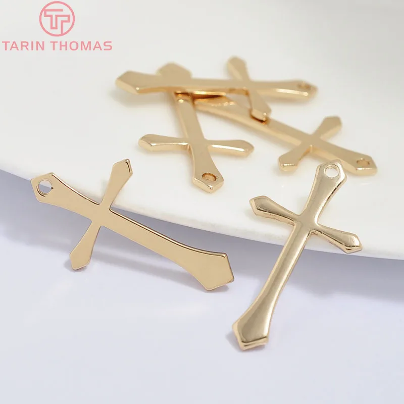 

(1903)6PCS 25x14MM 24K Champagne Gold Color Plated Brass Crosses Charms Pendants High Quality Diy Jewelry Accessories