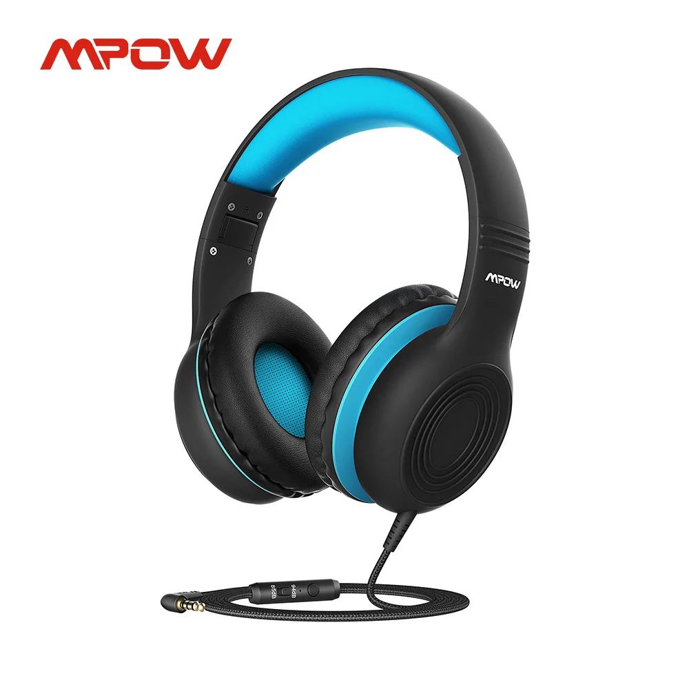 Fones de Ouvido para Crianças com Microfone Fones de Ouvido para Telefones Mpow Wired Produto Comestível Material Over-ear Crianças Ipad Kindle Ch6s Max 85db