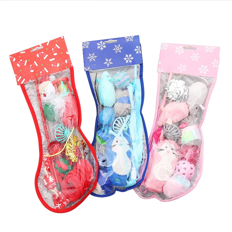 Рождественские носки игрушки для кошек забавные сочетания палочек товары