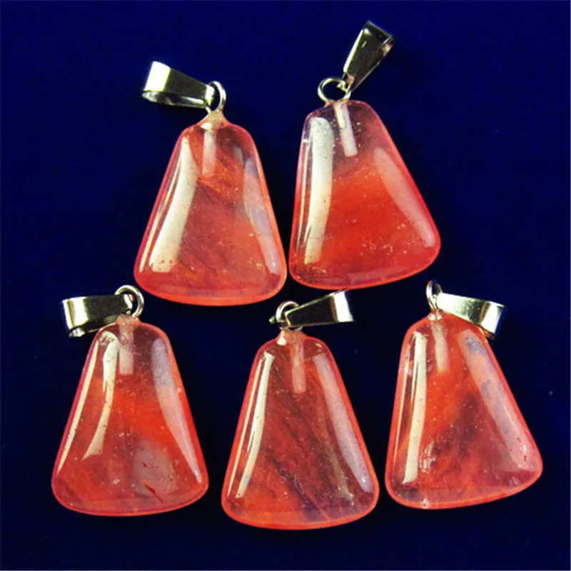 

10Pcs 25x17x6mm Red Volcano Cherry Quartzs Trapezoid Pendant Bead 506SK For Jewelry Make DIY Earring Accessories