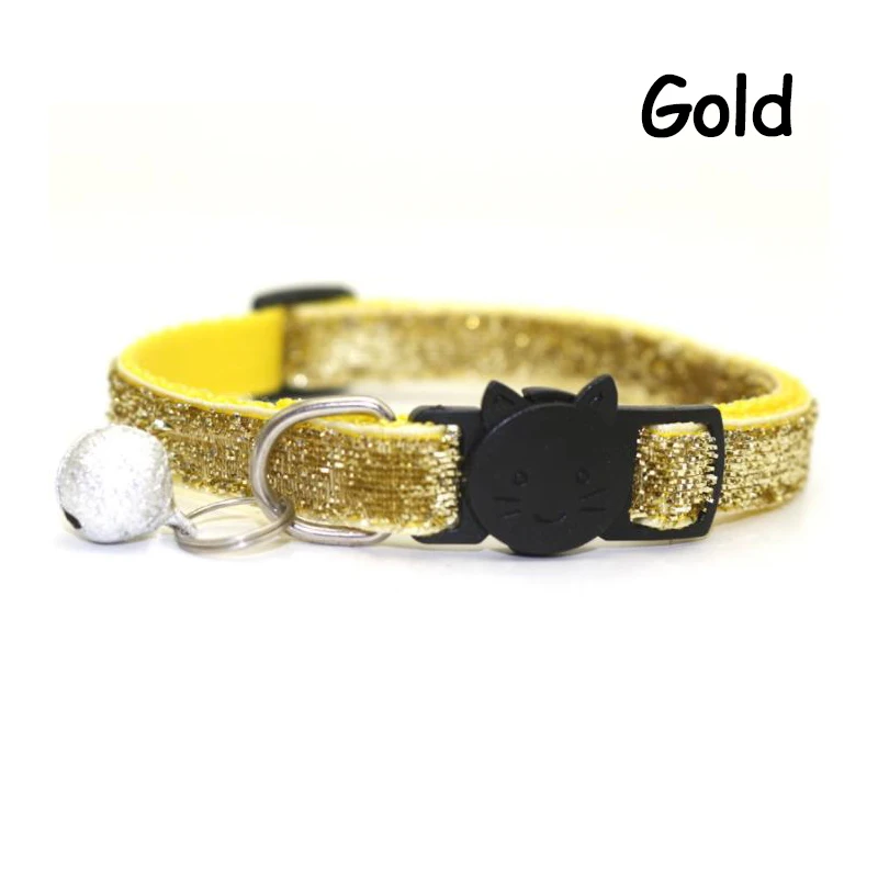 Gold SUPREPET блестящий ошейник для кошек с бриллиантами регулируемый ремень для домашних животных котенок ошейник для собак и кошек с колокольчиком кожаный ремешок для Аксессуары для котенка - Цвет: Gold
