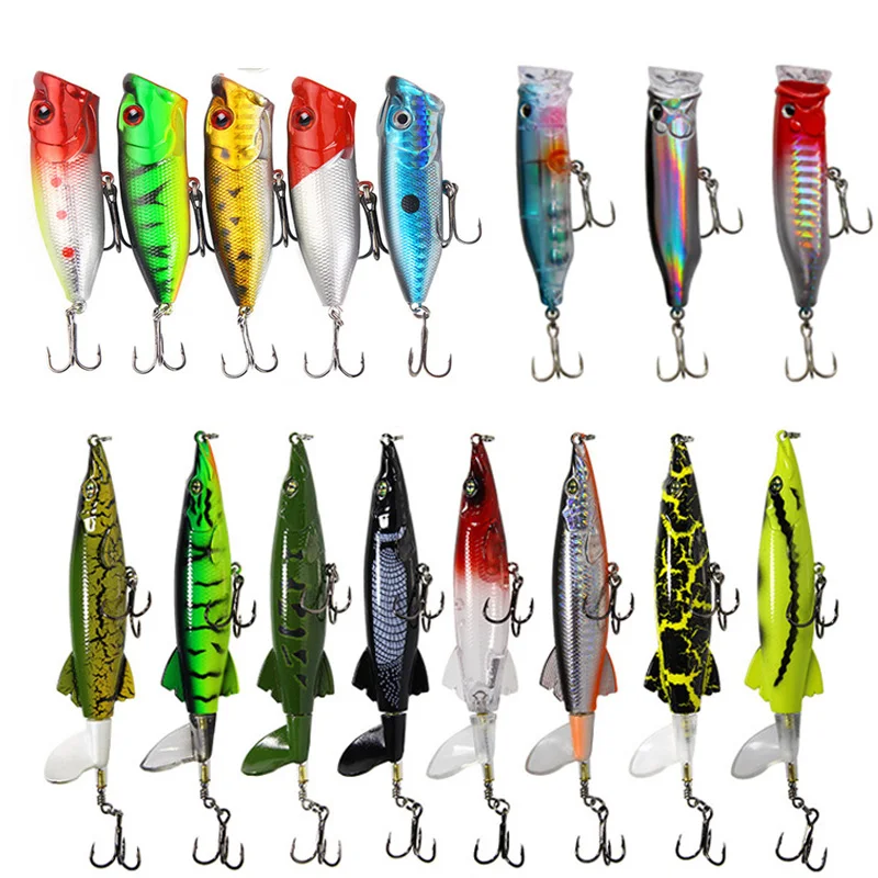 

5/8pcs Luya Popper Fishing Lures 9.4/16g 7/13CM Topwater Floating Simulation Baits 3D Fish Swimbait Artificial Spinning Tackle