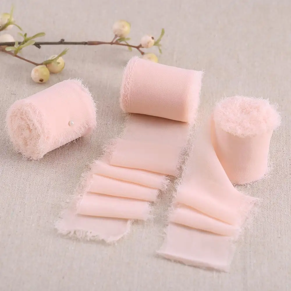 Шифоновая лента ручной работы с бахромой для свадебных приглашений букетов