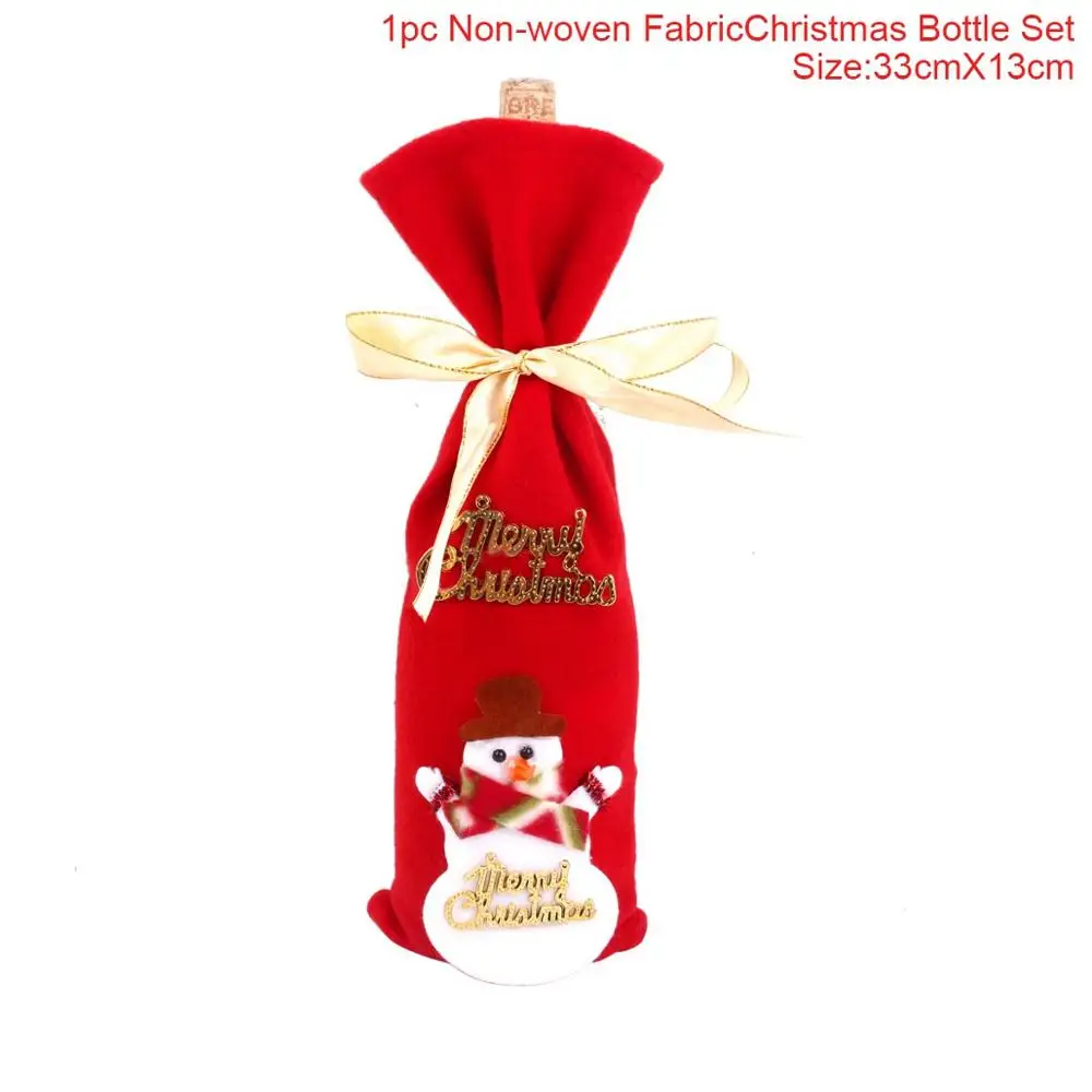 Wine bottle set 19 QIFU, Рождественская Крышка для бутылки вина, Чулки со снеговиком, рождественский подарок, сумки, Рождественский упаковочный мешочек, Navidad, подарки на Рождество, год - Цвет: Wine bottle set 19
