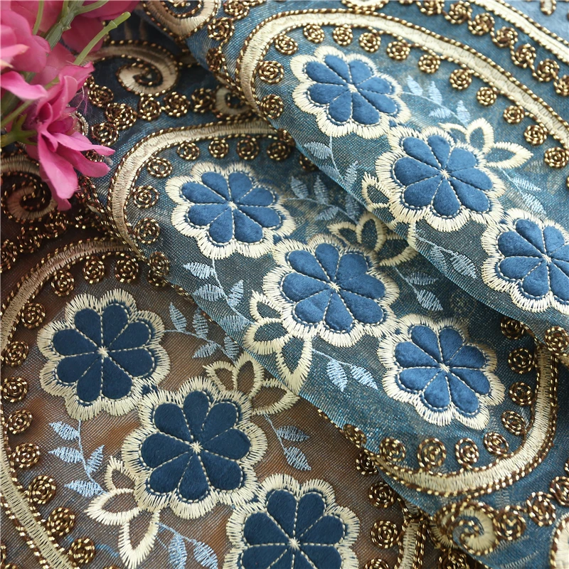 Роскошные синие шторы для гостиной высококачественные с вышивкой спальни