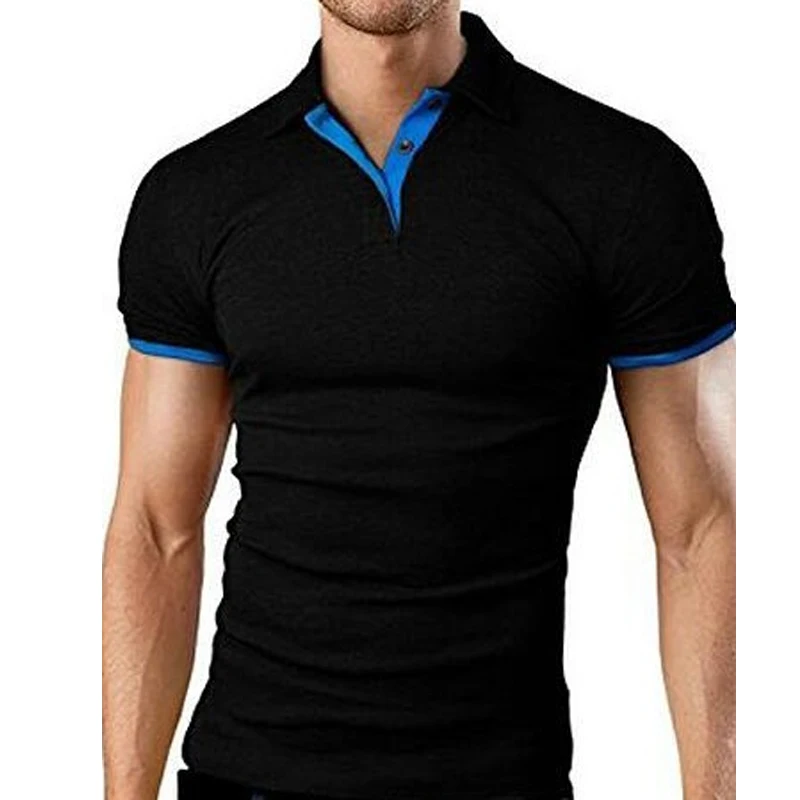 

Summer New Men Polo Shirt Short Sleeve Oversized Loose Zipper Color Matching Clothes Luxury Male Tee Shirts Top U.S. Yards