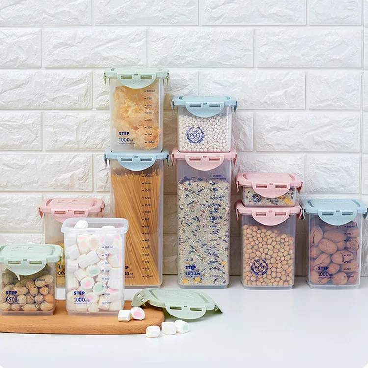 

Sealed Cans Kitchen Food Noodle Storage Box Plastic Grain Storage Storage Tank Box With scale Organizer