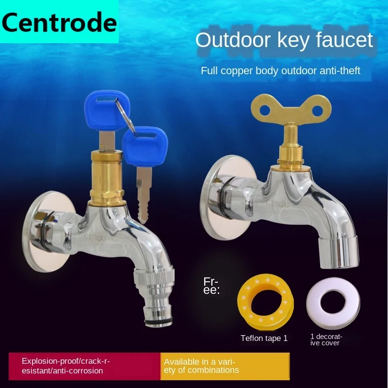 

Outdoor keyed faucet outdoor public place washing machine car wash with lock anti-theft for household use 4 points single cold