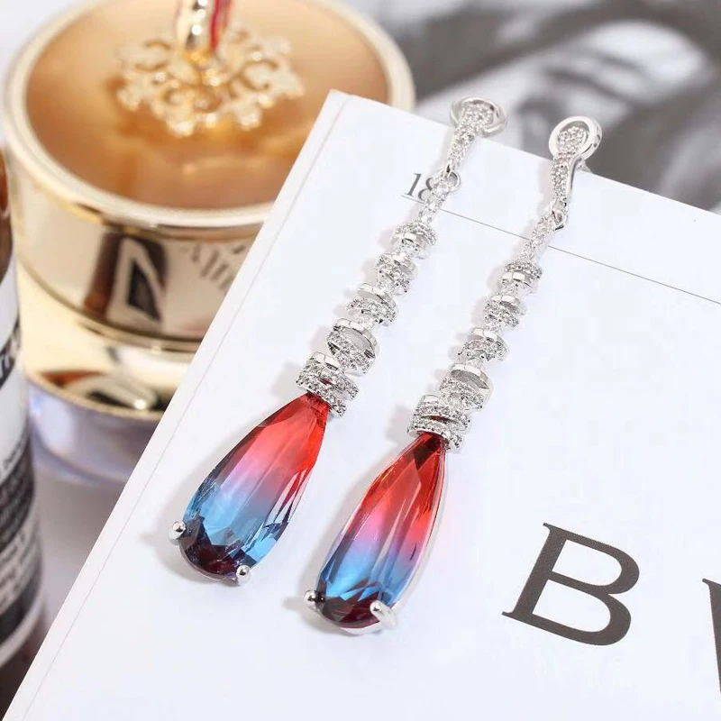 Женские винтажные серьги-подвески Be 8 длинные висячие серьги голубого цвета