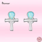 Женские винтажные серьги-гвоздики Bamoer Anka, 100% Стерлинговое Серебро 925 пробы, классические серьги-гвоздики с опалом, модные Универсальные ювелирные изделия, подарок