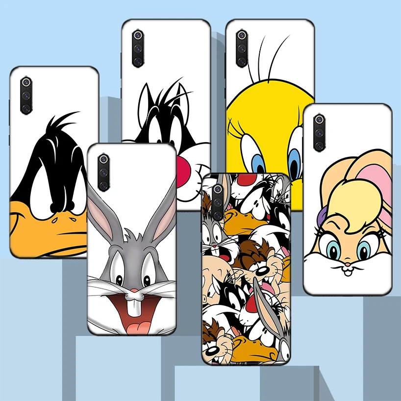 

Funny Cartoon Bunny Black Phone Case For Xiaomi Redmi Note 10 Pro 10S 9S 8T 7 8 9 9A 9C 9T 8A 7A 6A 5 6 Cover Capa Colorfu