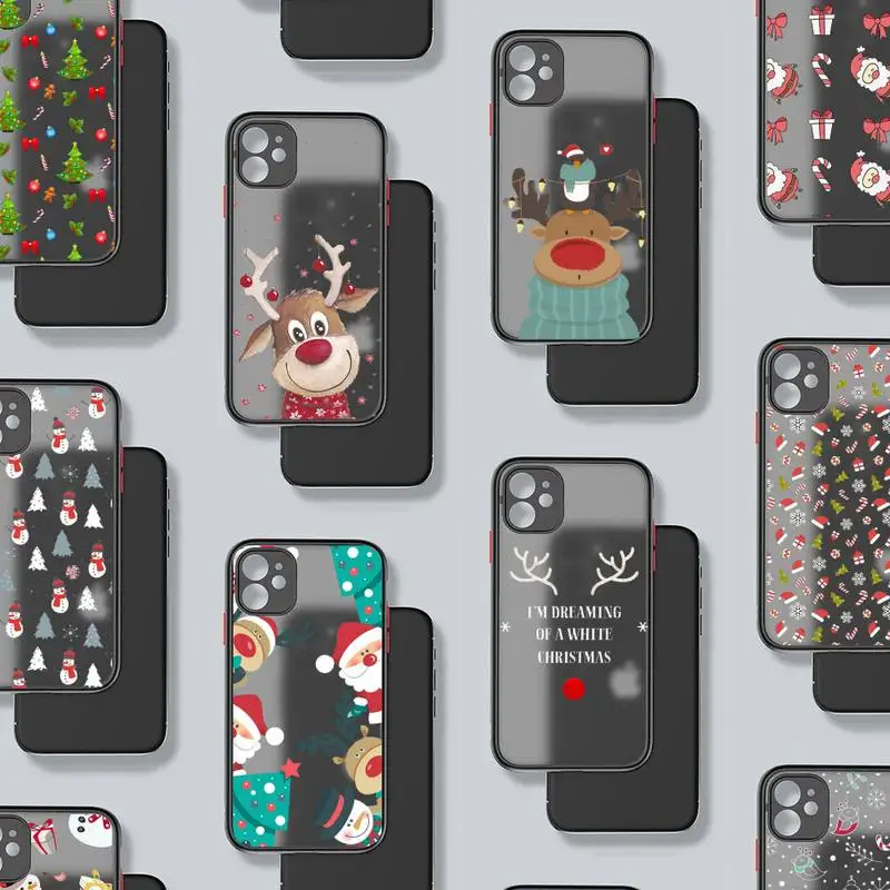 

Merry Christmas new year Phone Case black matte transparent For iPhone 7 8 x xs xr 11 12 pro plus mini max Clear Funda