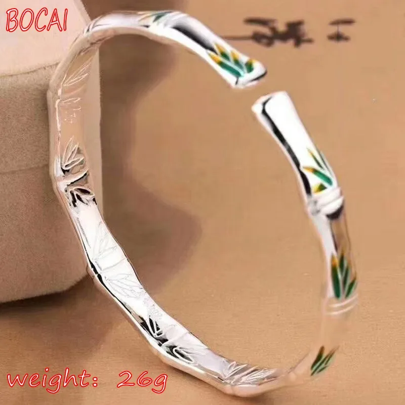Pure silver 999 sterling silver festival high bamboo leaf women's bamboo bracelet
