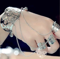 trendy open cuff bracelet for women creative design three ring pendant party jewelry