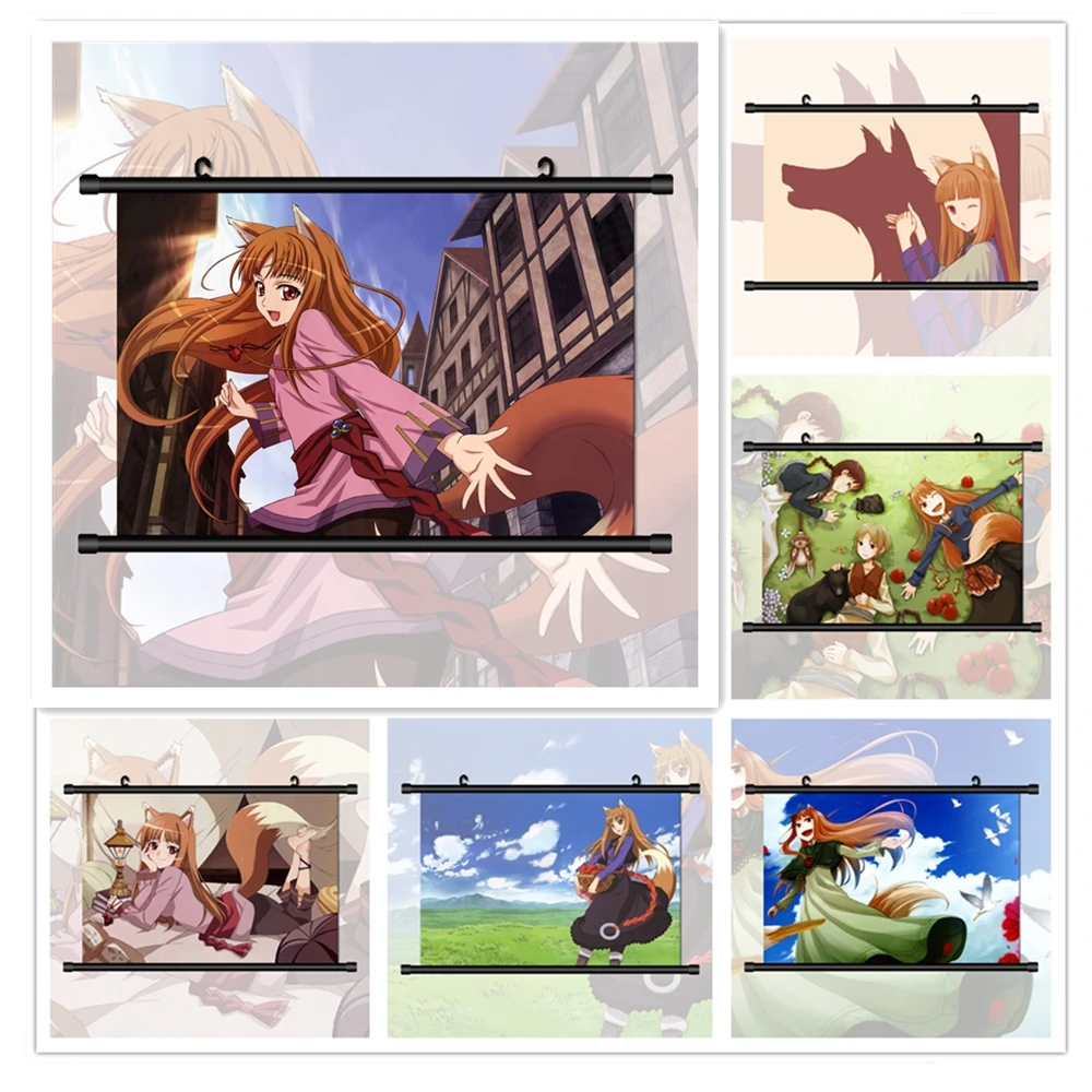 Настенный плакат свиток с рисунком специй и волка Хоро Аниме Манга HD|Рисование