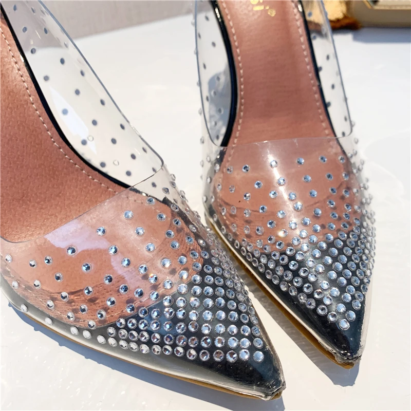 Новая чистая поливинилхлоридная прозрачная женские туфли лодочки из