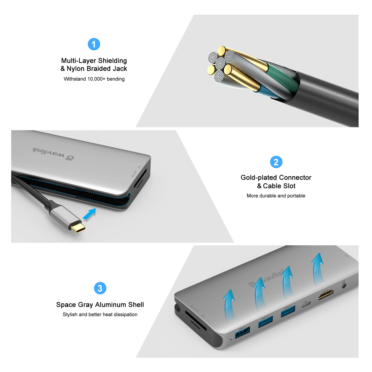 USB-концентратор Wavlink usb-c/HDMI VGA 4K 30 Гц USB 3 0 Разветвитель RJ45 PD Type-C 1 для ноутбуков MacBook