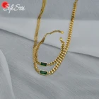 Браслет-цепочка унисекс Sifisrri, с кулоном и кулоном, с зелеными квадратными бриллиантами, на запястье, подарочные украшения, чокер-цепочки