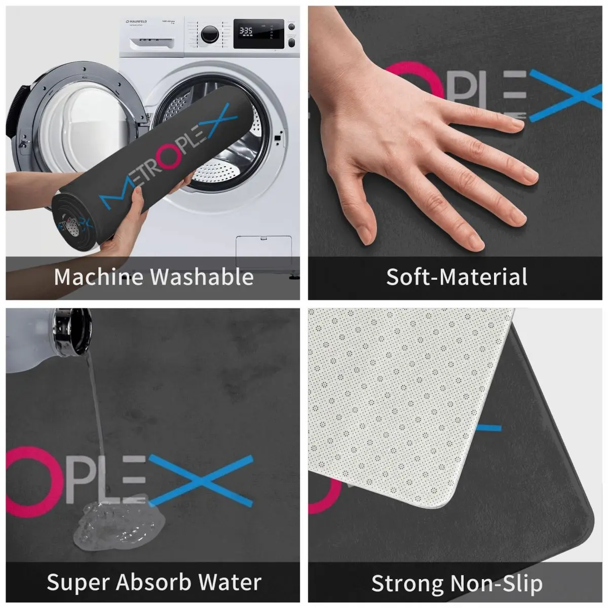 Коврик Metroplex для прихожей ковер из полиэстера нескользящий моющийся ванной кухни