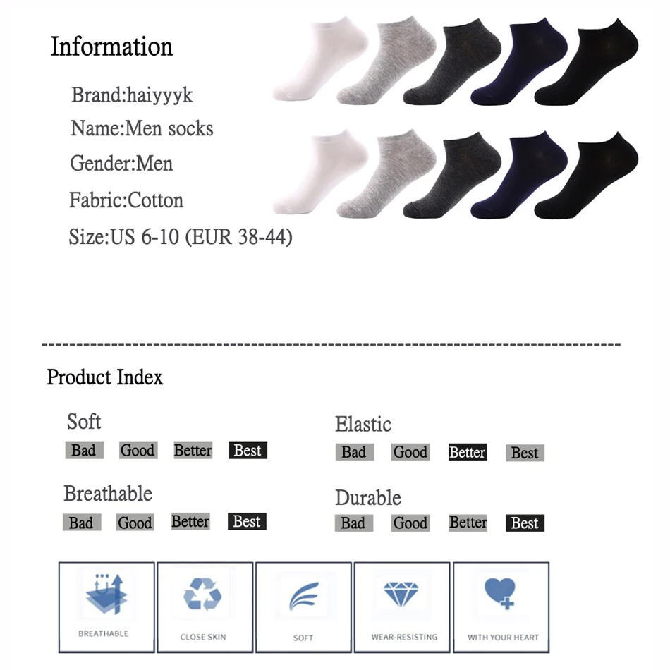 

10 Pairs High Quality Casual Men's Business Socks Cotton Brand Sneaker Socks Quick Drying Black White Short Sock For Men