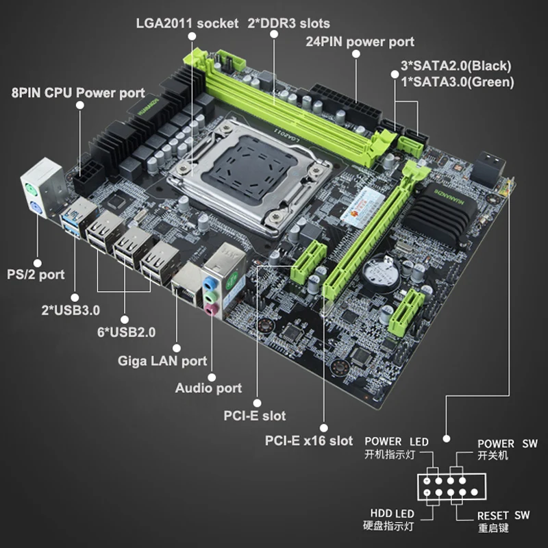 Verkauf Qualität Mobo HUANANZHI X79 Motherboard Mit CPU Xeon E5 2660 V2 Mit 6 Heatpipes Kühler RAM 8G DDR3 REG ECC 2 Jahre Garantie