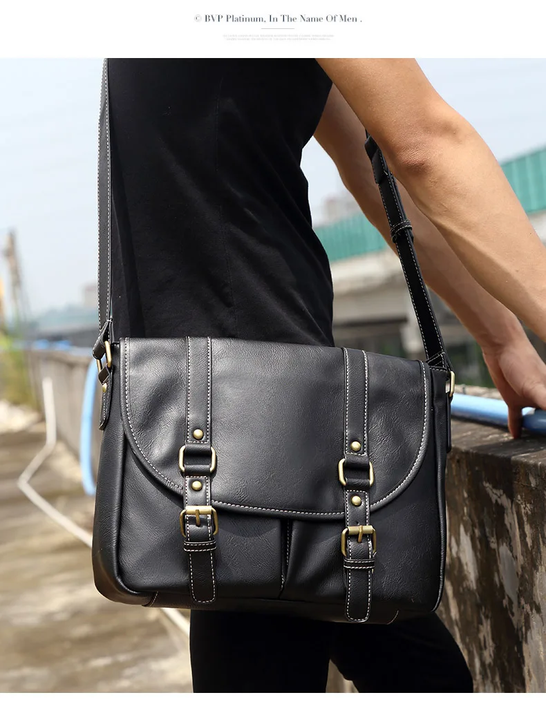 Повседневная Деловая мужская сумка-мессенджер сумка из высококачественной кожи