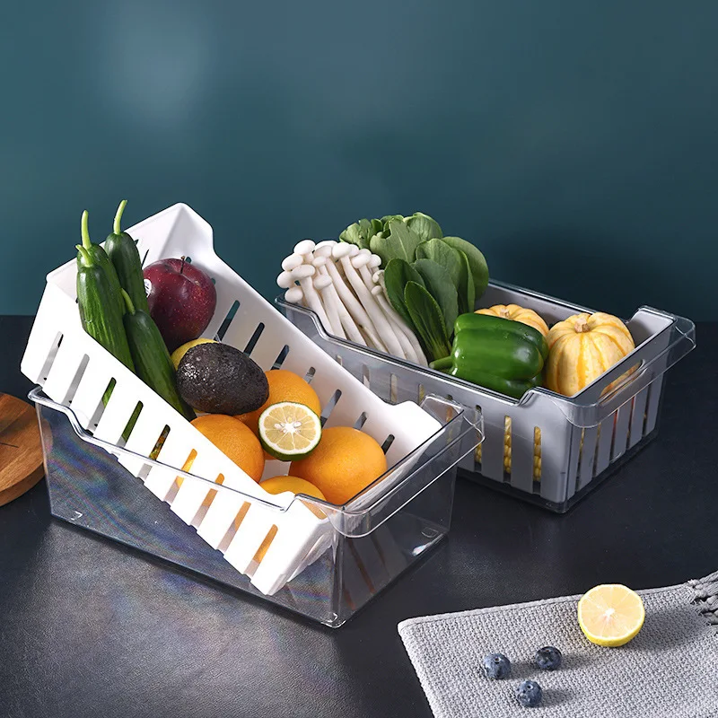 

Fridge Drain Storage Box Refrigerator Fruit Vegetable Fliter Storage Containers Kitchen Organizer Drawer Space Saver Holder Bins