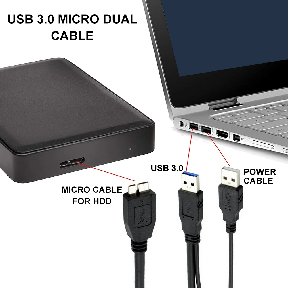 Кабель для мобильного жесткого диска USB 3 0 AM (штекер)/Micro B (штекер) двойная головка