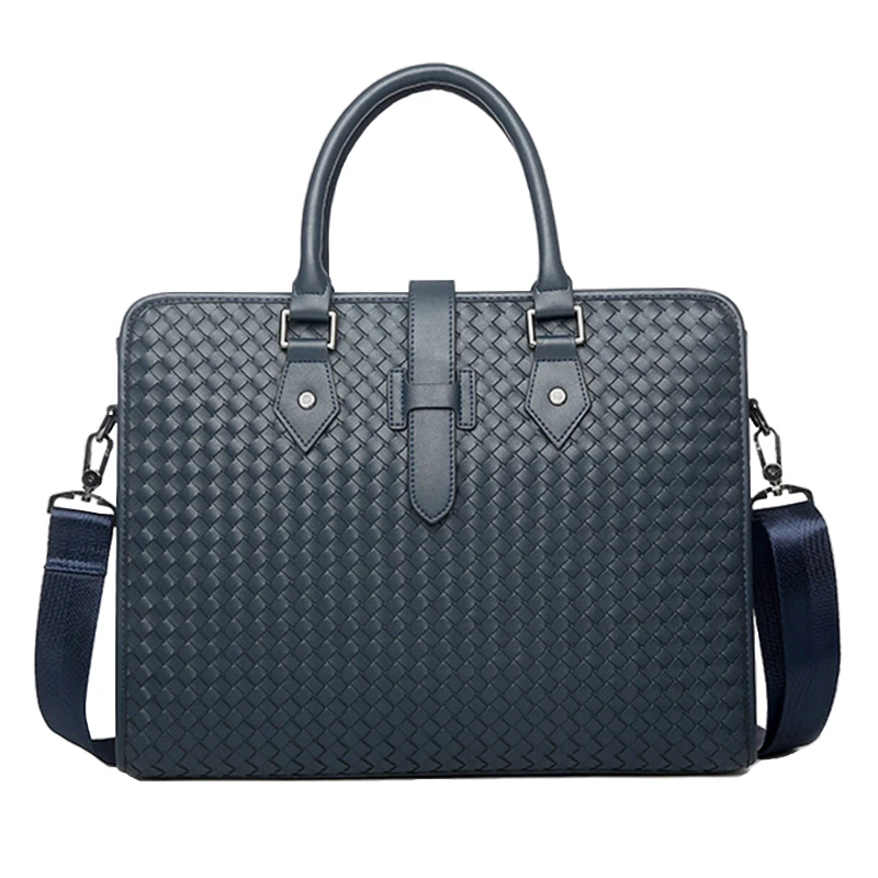 2022 Hand-knitted computer men's bag leather laptop bag 15 inch scratch-resistant shoulder messenger bag fashion handbag