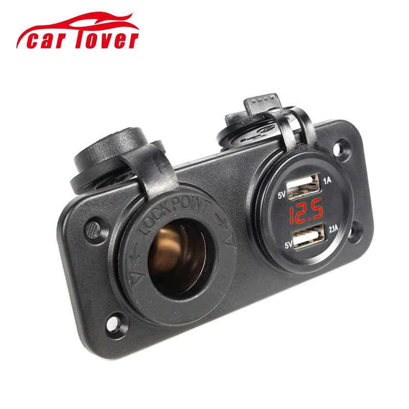 Красный синий светодиодный цифровой дисплей вольтметр 12 в 24 двойной USB разъем для