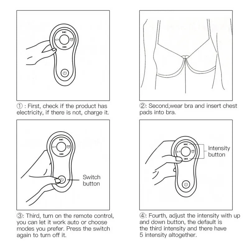 

User-friendly Breast Enhancer Vibrating Massager Electric Magnet Breast Bra Muscle Massage Pad Machine Female Waterproof Design