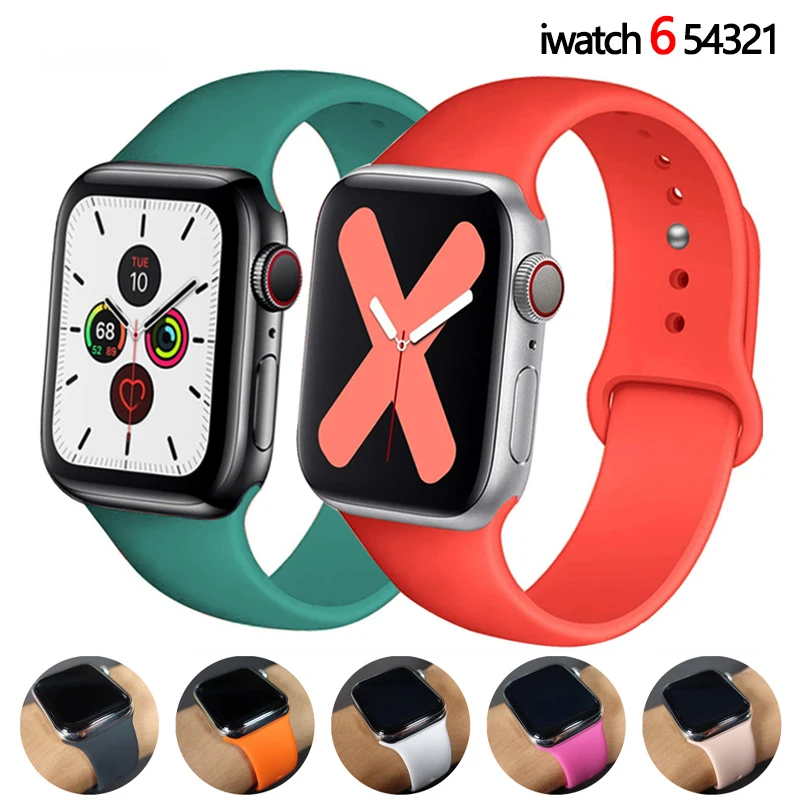 

Soft Silicone Band for Apple Watch 6 Series SE 5 4 3 Rubber Wristband Strap on iWatch 42 38 44 40 MM Bracelet Original official