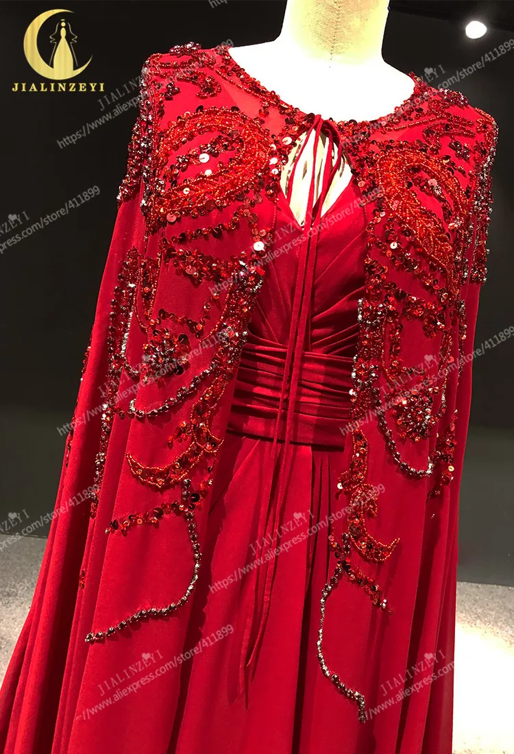 Rhine real Pictures Elie Saab Sexy High Neck Black Chiffon With Beads Arabic платье 2021 Evening Dresses Long