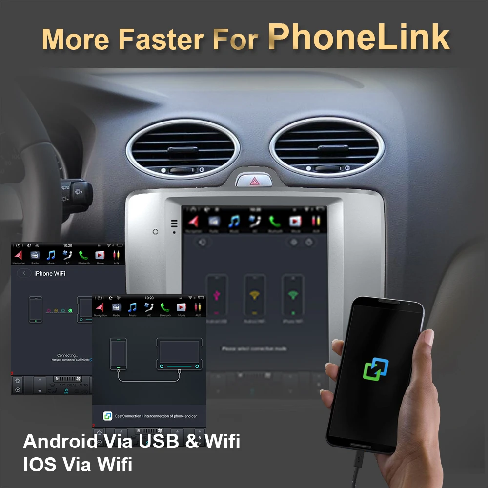 Автомобильный GPS-навигатор на Android 9 0 экран в стиле Тесла для FORD FOCUS 2005