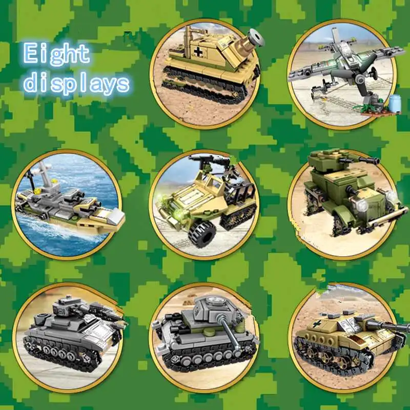 Pickwoo D20 1061 намоток Tank строительные блоки мини-фигурки автомобиля самолета
