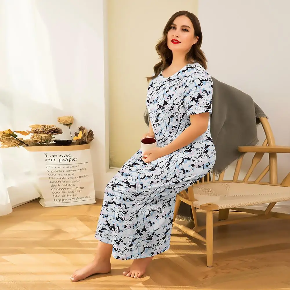 Женская длинная Пижама с цветочным принтом свободного покроя|Женские платья| |