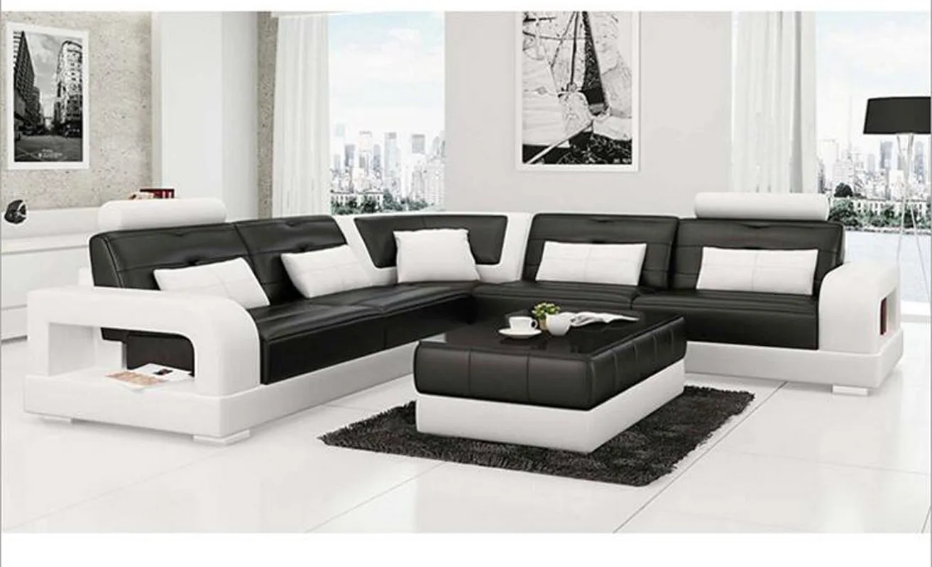 Диван из натуральной кожи в современном стиле для гостиной a1302 | Мебель